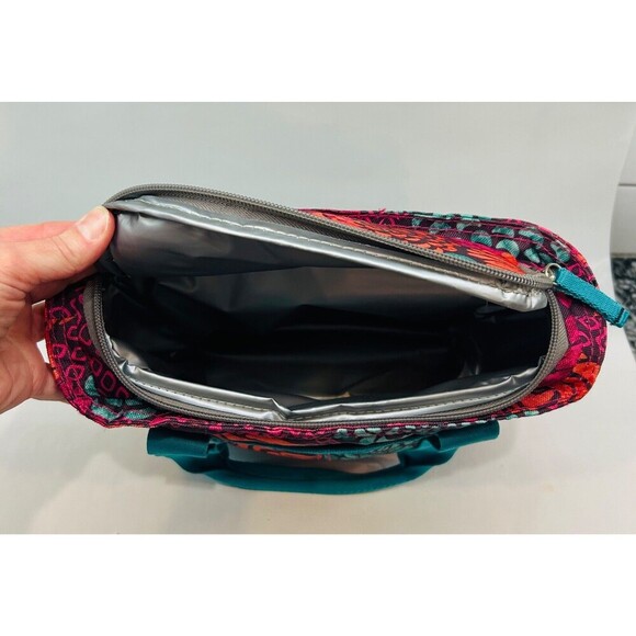 Embark Lunch Tote Insulated Liner Lunch Tote Pockets Drink Cooler Fuchsia Floral - Picture 3 of 4